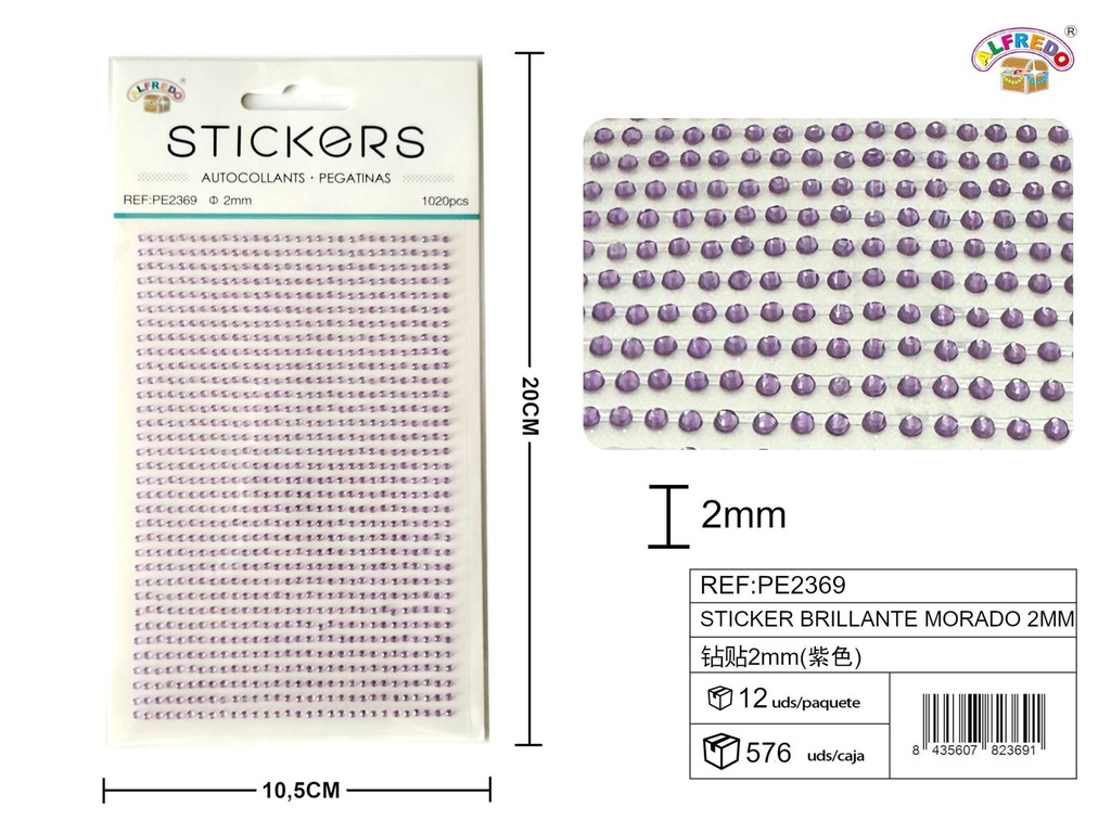 Sticker brillante morado 2mm 10.5x20cm para manualidades