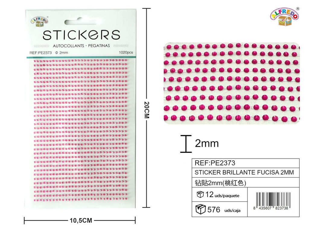 Sticker brillante fucsia 2mm 10.5x20cm