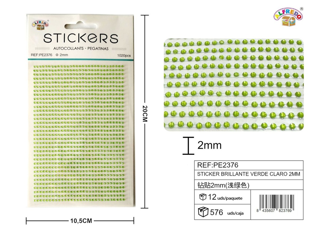 Sticker brillante verde claro 2mm 10.5x20cm