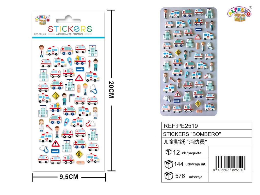Stickers de hospital 9.5x20 cm - Pegatinas infantiles