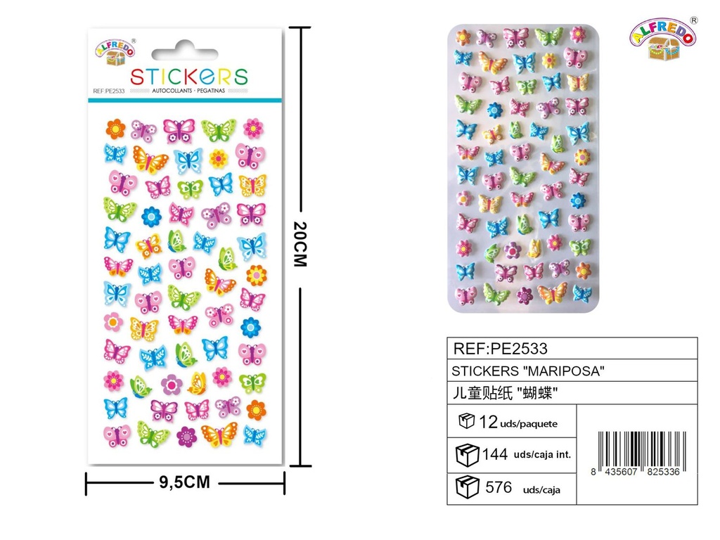 Stickers de mariposa 9.5x20 cm - Pegatinas infantiles