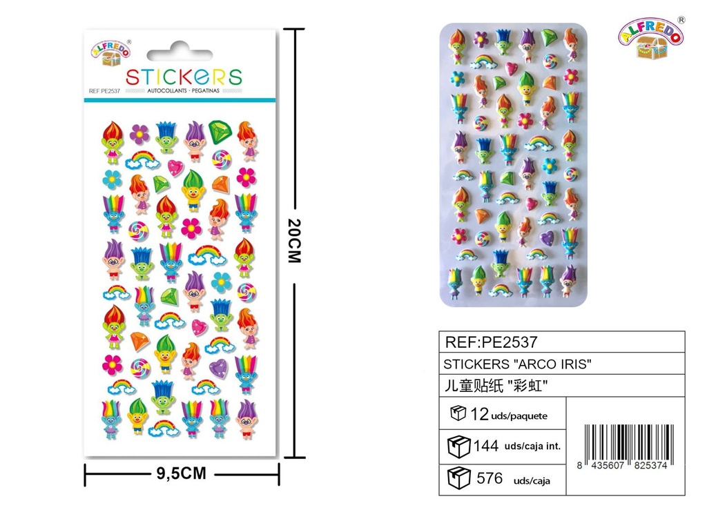 Stickers de arco iris 9.5x20 cm - Pegatinas infantiles