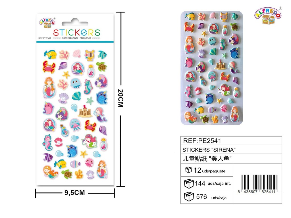 Stickers de sirena 9.5x20 cm - Pegatinas infantiles