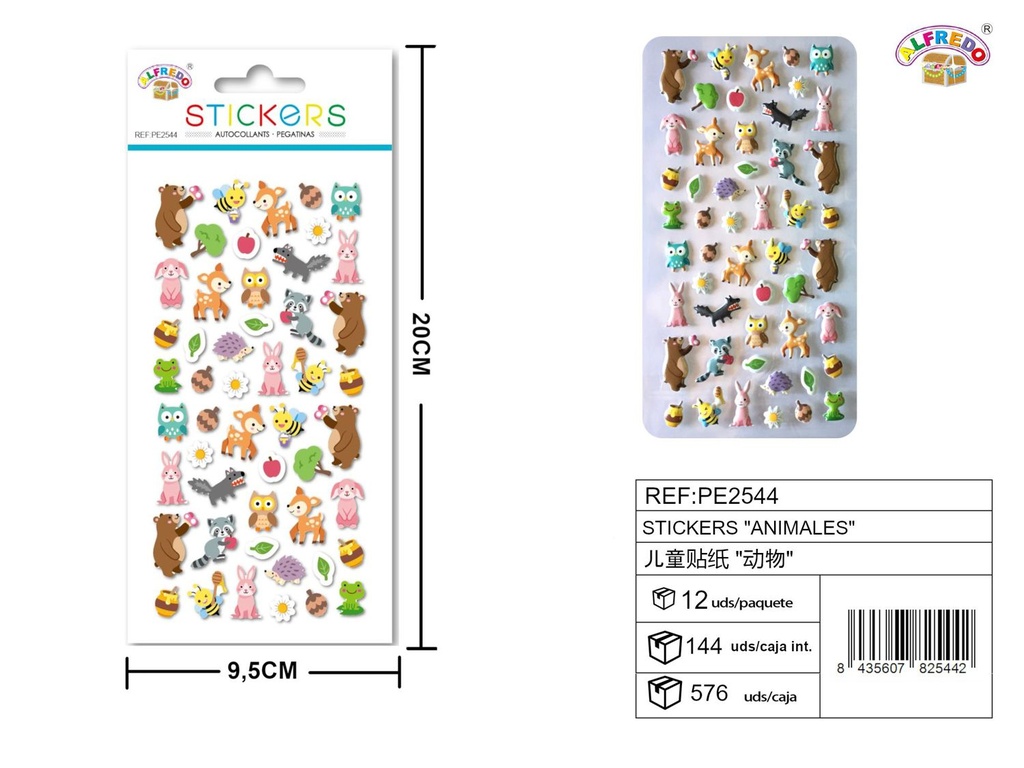Stickers de animales 9.5x20 cm - Pegatinas infantiles