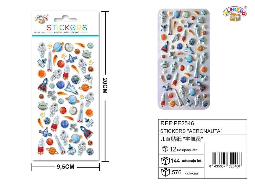 Stickers de aeronauta 9.5x20 cm - Pegatinas infantiles