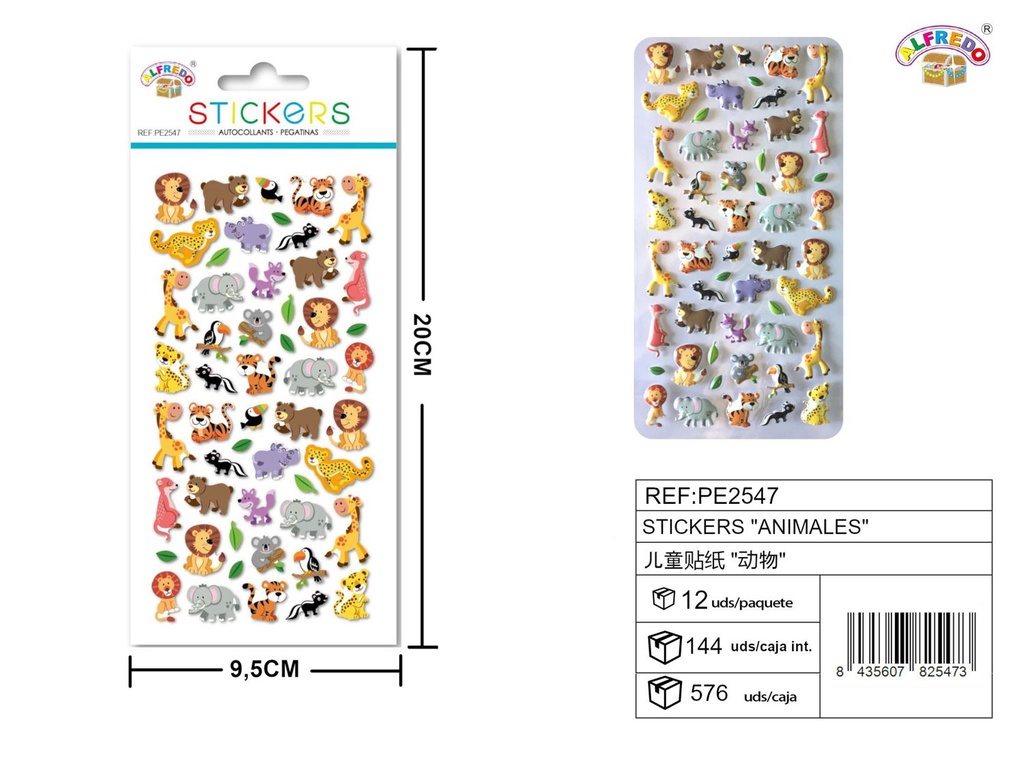 Stickers de animales 9.5x20 cm - Pegatinas infantiles