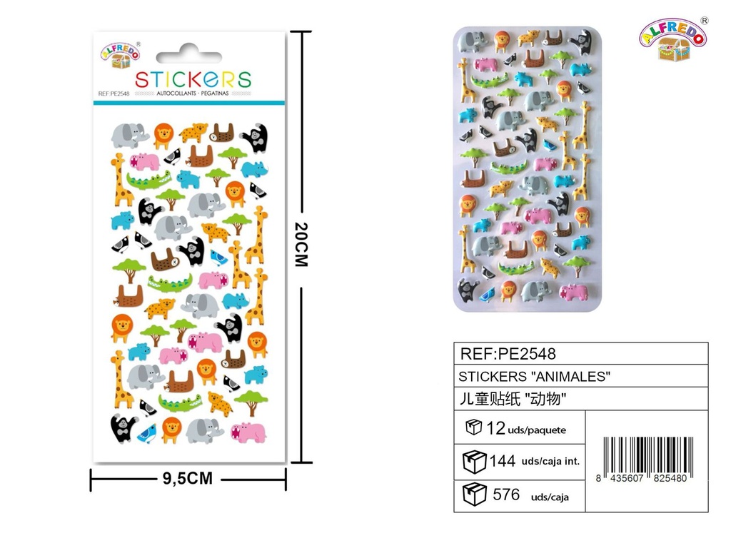 Stickers de animales 9.5x20 cm - Pegatinas infantiles