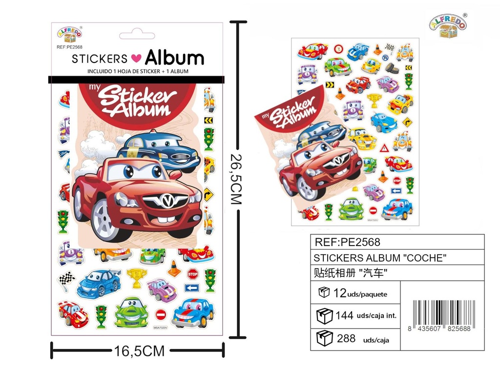 Stickers álbum "Coche" 16.5x26.5cm para manualidades