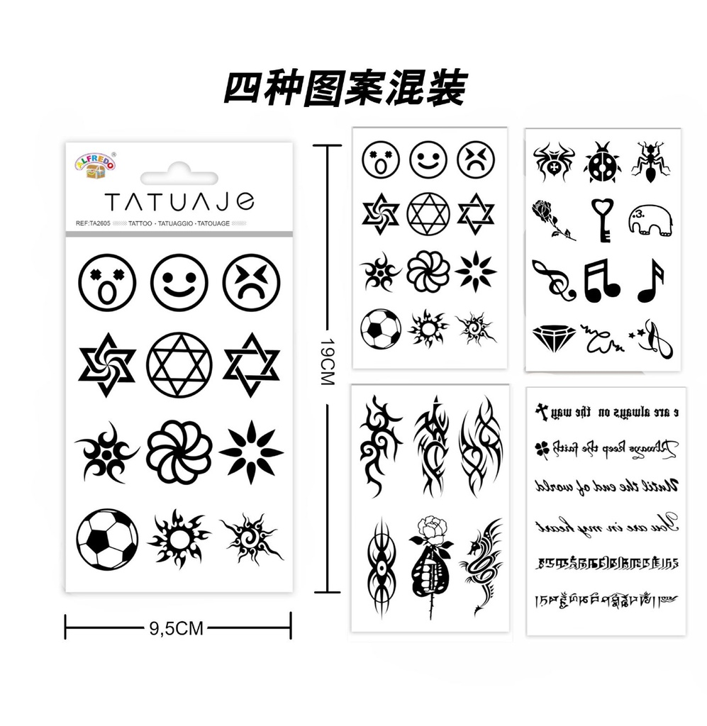 Stickers tatuajes temporales carita 9.5x19cm