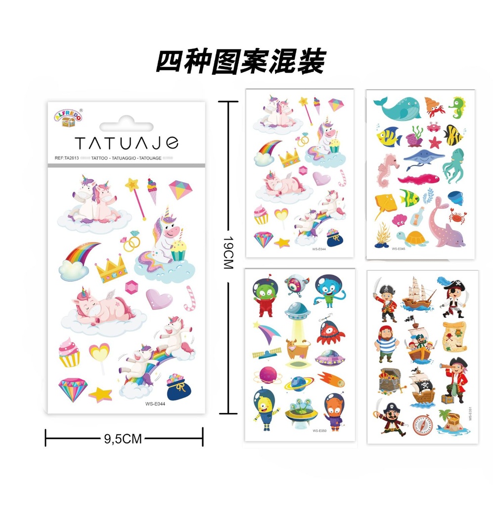 Stickers de tatuajes unicornio 9.5x19cm - Tatuajes temporales