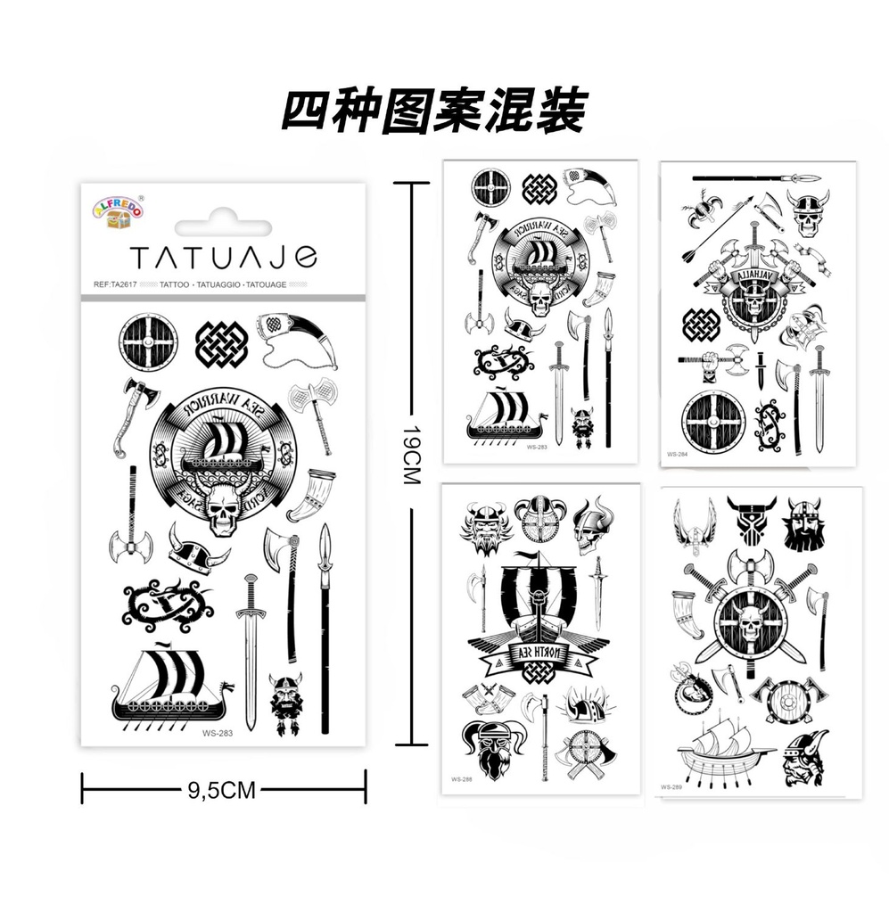 Stickers de tatuajes pirata 9.5x19cm - Tatuajes temporales