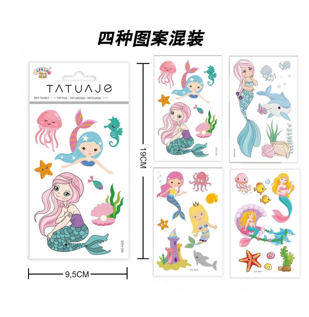 Stickers de tatuajes sirena 9.5x19cm - Tatuajes temporales