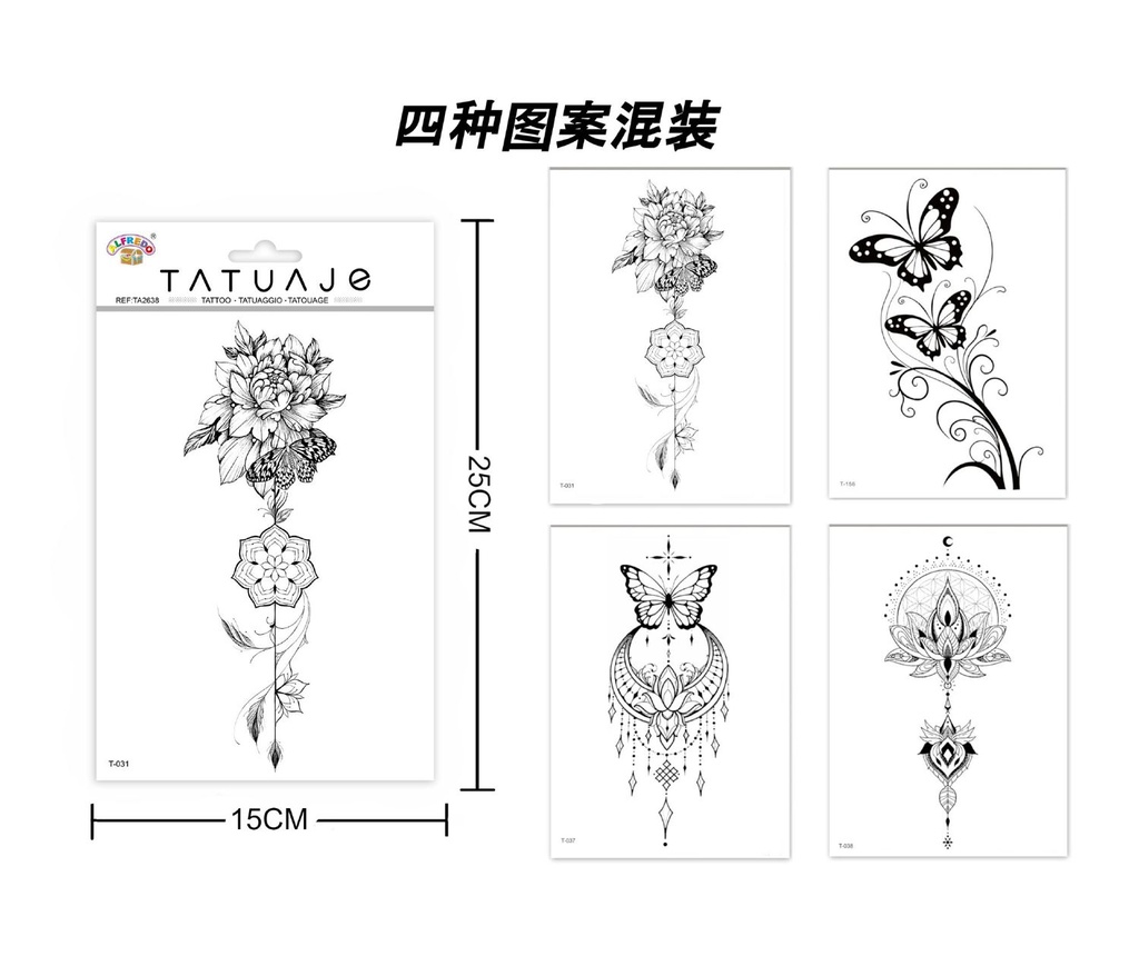 Stickers de tatuajes flor 15x25 cm - Tatuajes