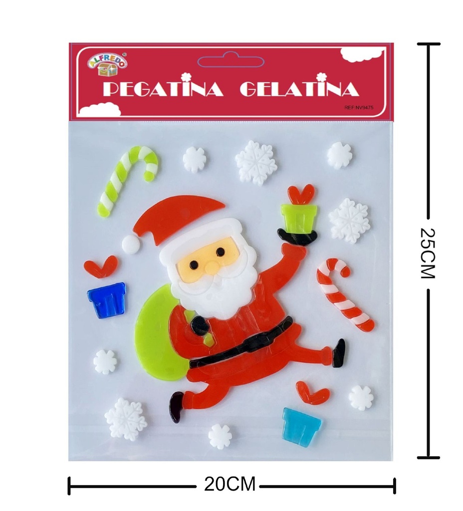 Decoración de gelatina de Navidad "Papa Noel" 20x25cm para ventanas