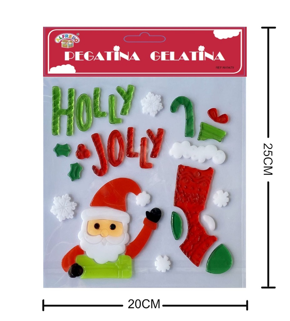 Decoración de gelatina de Navidad "Holly Jolly" 20x25cm para fiestas