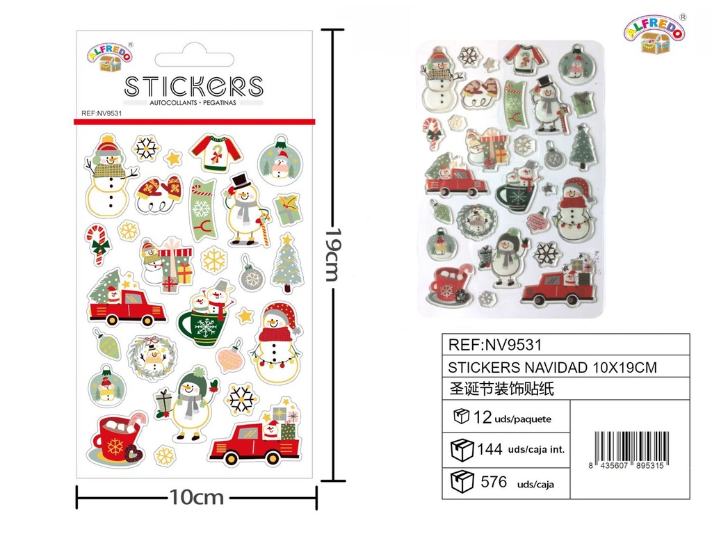Stickers de Navidad 10x19 cm Ref:NV9531 - Adhesivos navideños
