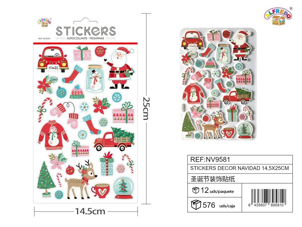 Stickers decorativos de Navidad 14.5x25cm para manualidades