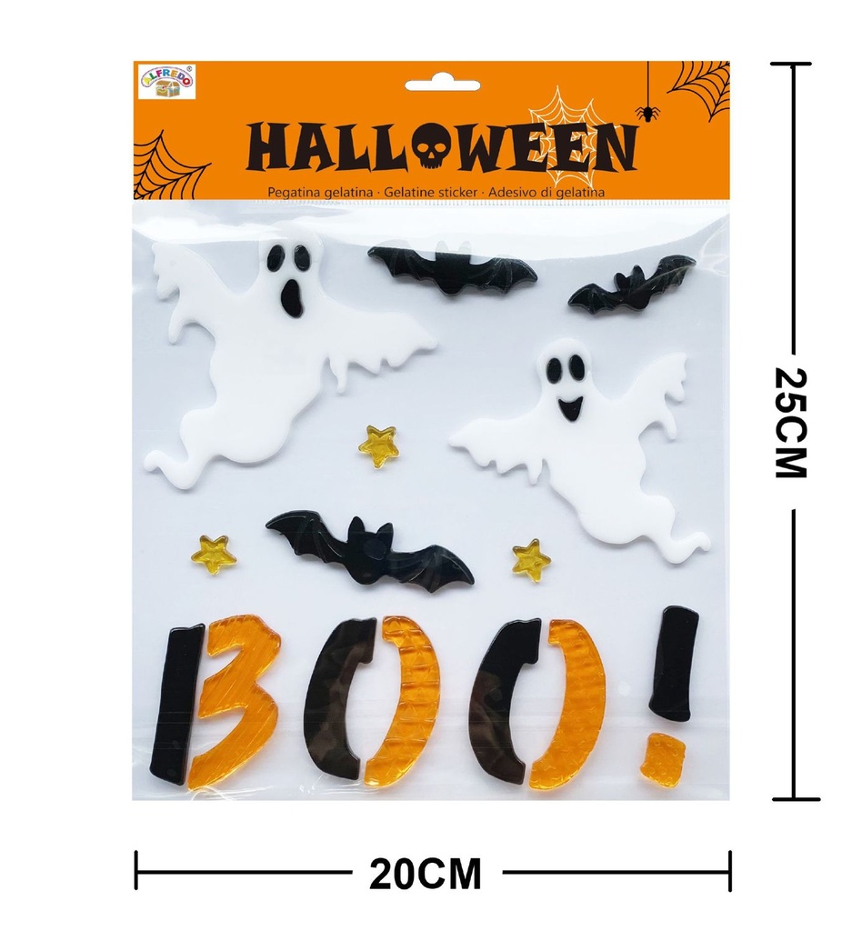 Decoración Halloween gel "fantasma" 20x25cm para fiestas