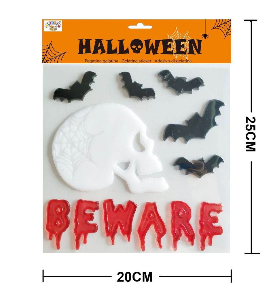 Decoración de Halloween en gel "Cráneo" 20x25cm para ventanas