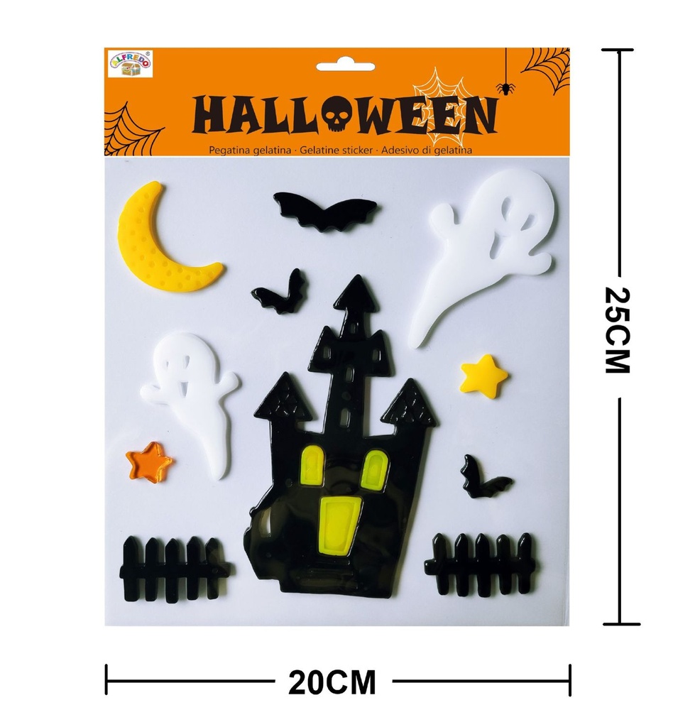 Decoración gel para Halloween "Castillo" 20x25cm