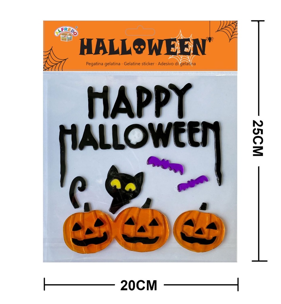 Decoración de Halloween gel "Happy Halloween" 20x25cm para fiestas