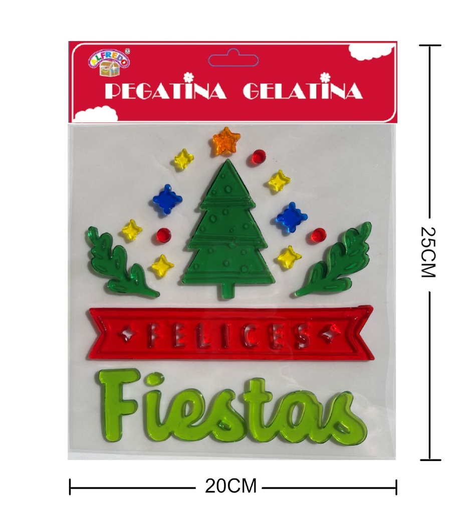 Decoración de gel navideña "Felices Fiestas" 20x25cm