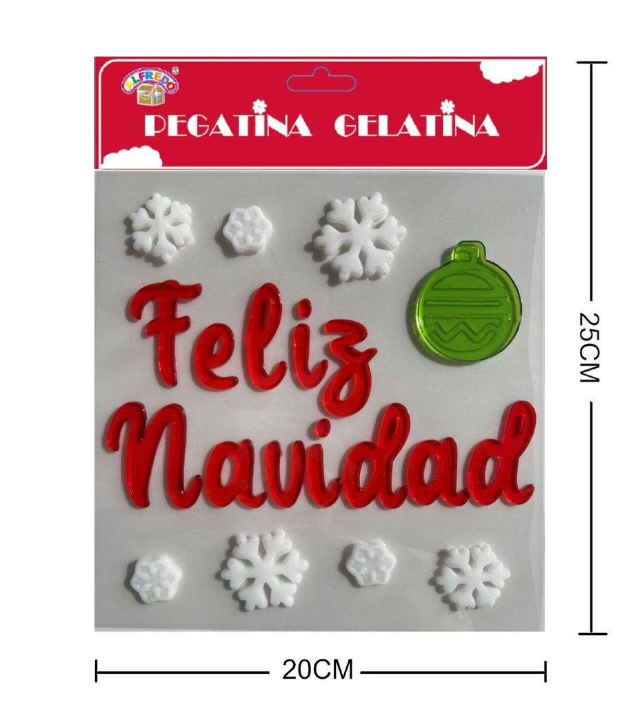 Decoración en gel de Navidad "Feliz Navidad" 20x25cm