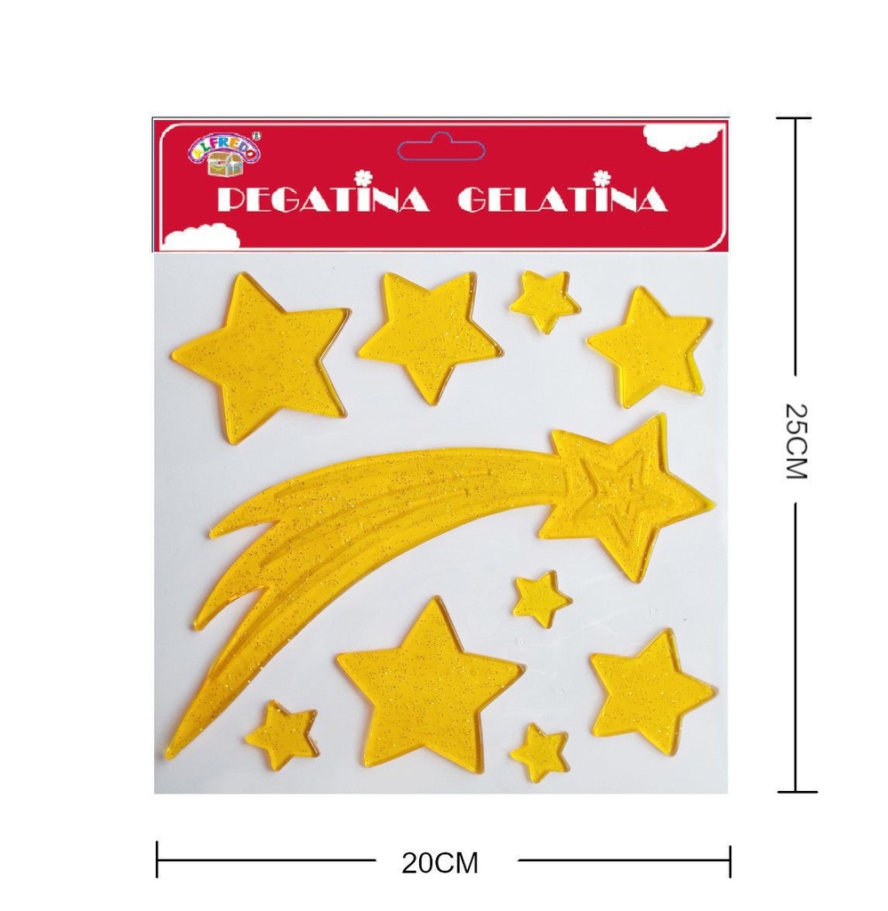 Decoración gel Navidad "Estrella fugaz" color oro 20x25cm - Artículos de fiesta