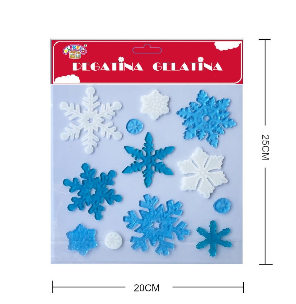 Decoración gelatina Navidad "Copo de Nieve" 20x25cm para ventanas y fiestas