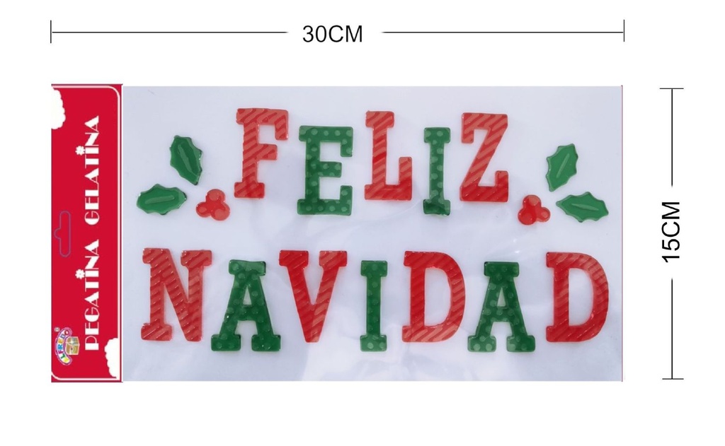 Decoración de gel para Navidad "Feliz Navidad" 15x30cm