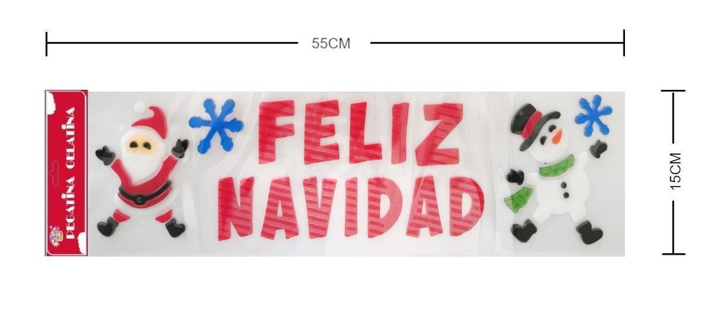 Decoración de gelatina navidad "Feliz Navidad" 15x55cm para ventanas