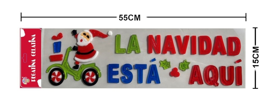 Decoración de Navidad en gel "La Navidad está aquí" 15x55cm