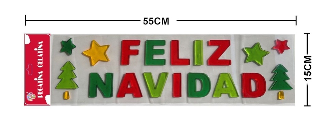 Decoración de gelatina "Feliz Navidad" 15x55cm para navidad