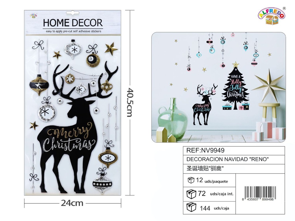 Decoración navideña "Reno" 24x40.5 cm - Decoraciones navideñas