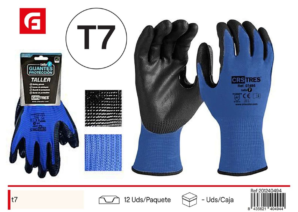 Guantes de protección talla 7, equipo de seguridad