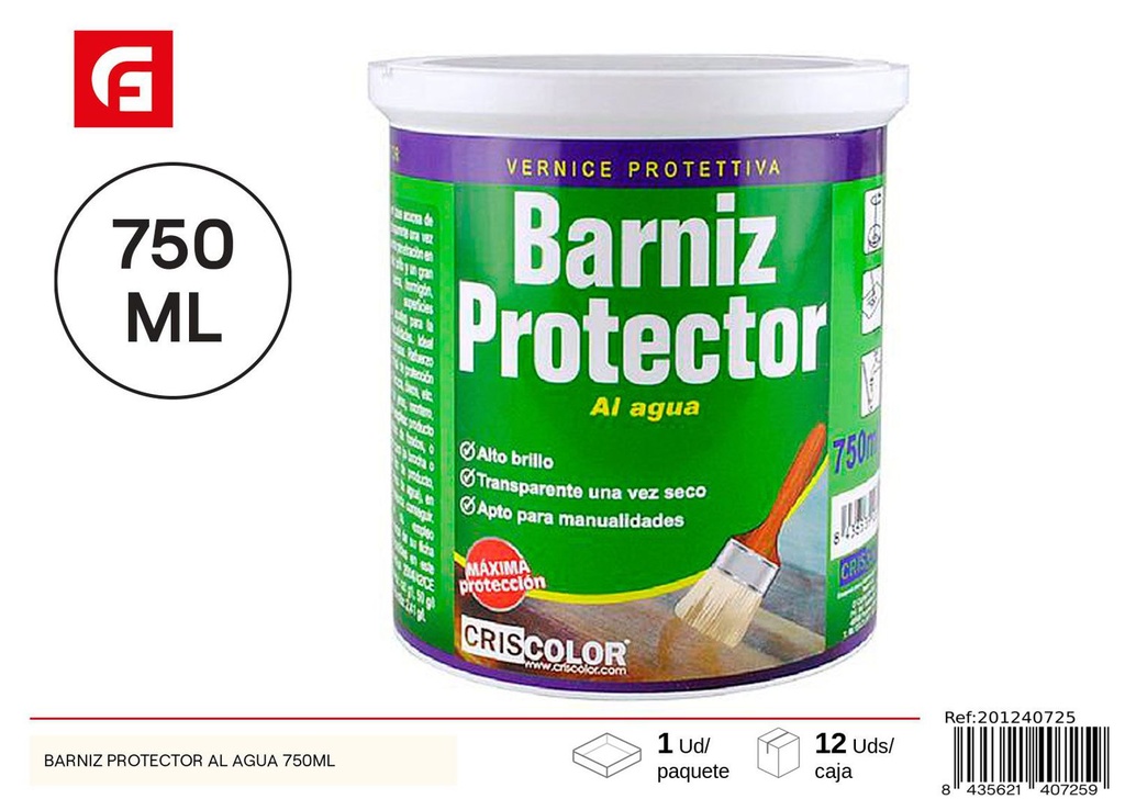 Barniz protector al agua 750ml para madera y superficies