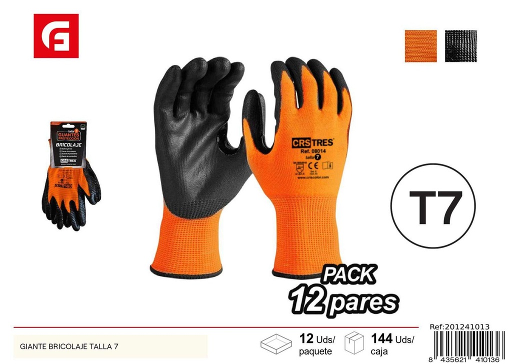 Guantes de trabajo talla 7 para bricolaje