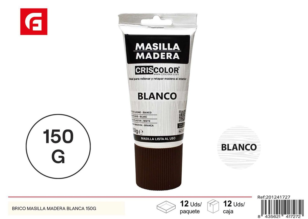 Masilla de madera blanca 150g para bricolaje