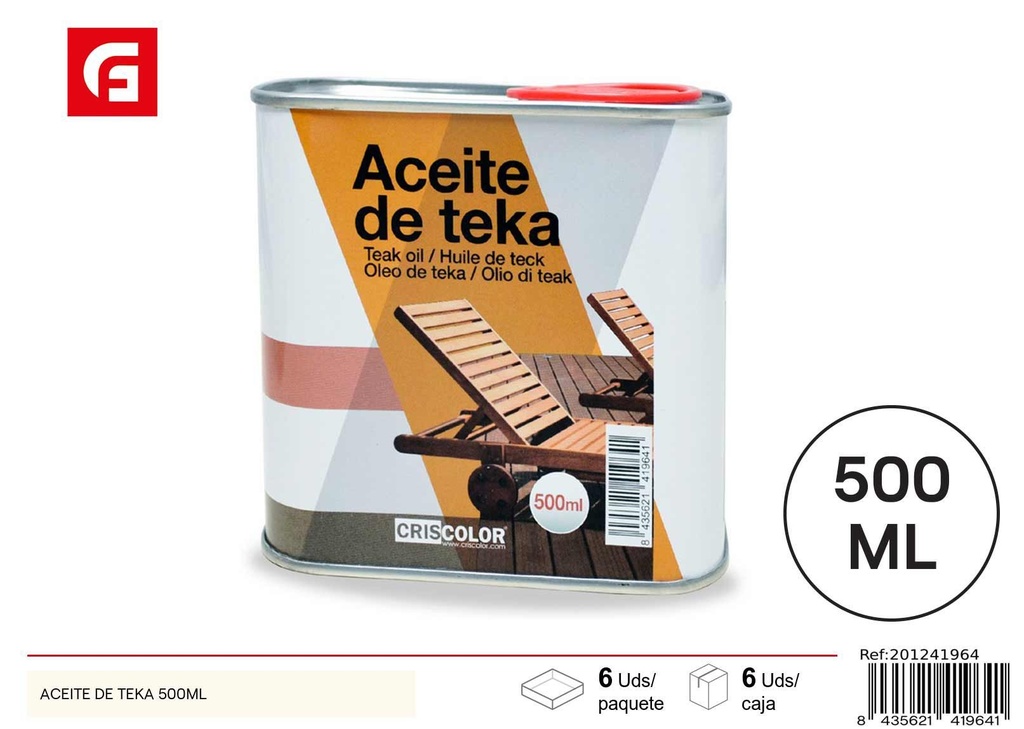 Aceite de teka 500ml para protección de madera