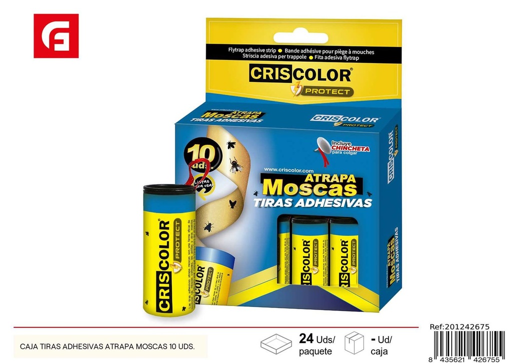 Caja de tiras adhesivas atrapa moscas 10 uds. - Suministros de limpieza