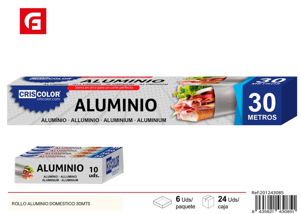 Rollo de aluminio doméstico 30mts para almacenamiento en cocina