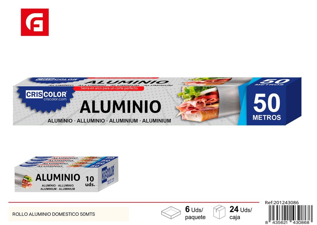 Rollo de aluminio doméstico 50 mts - Utensilios de cocina