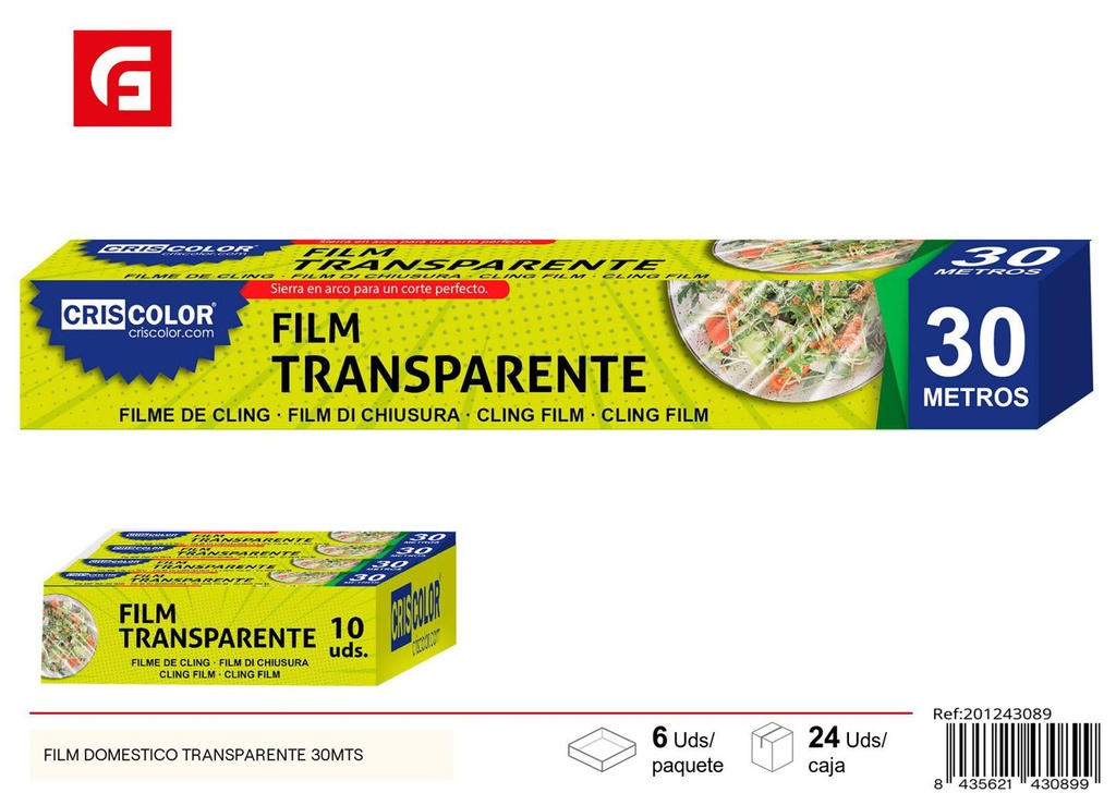 Película doméstica transparente 30mts - Utensilios de cocina y film alimentario