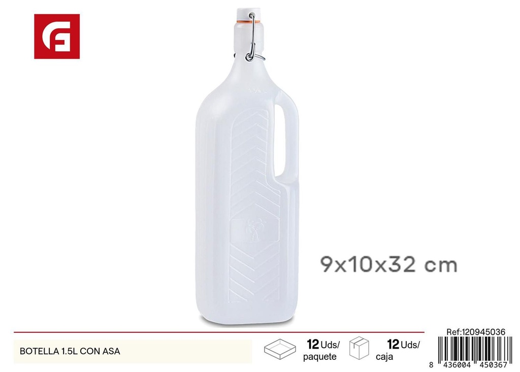 Botella plástica de 1.5L con asa - Utensilios de cocina