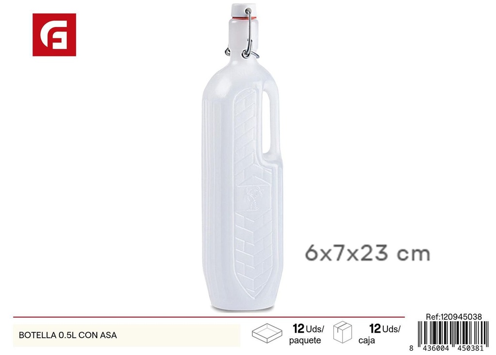 Botella plástica con asa de 0.5L para cocina