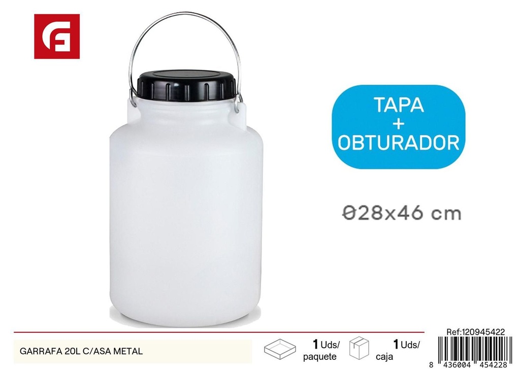 Garrafa con asa metálica 20L para cocina