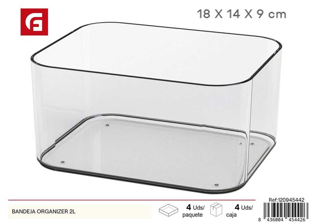 Bandeja organizadora de cosméticos 2L 18x14x9 cm - Accesorios para el hogar