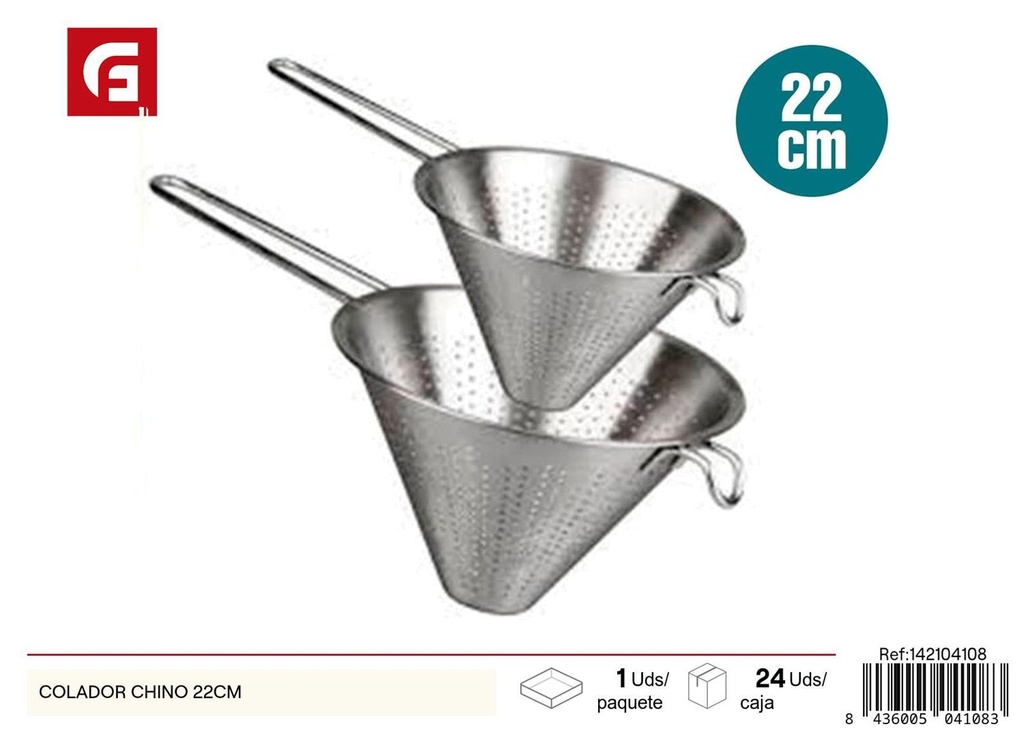 Colador chino 22cm de acero inoxidable para cocina