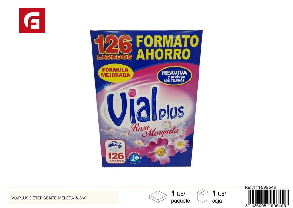 Detergente en polvo Viaplus 6.3kg para lavado de ropa