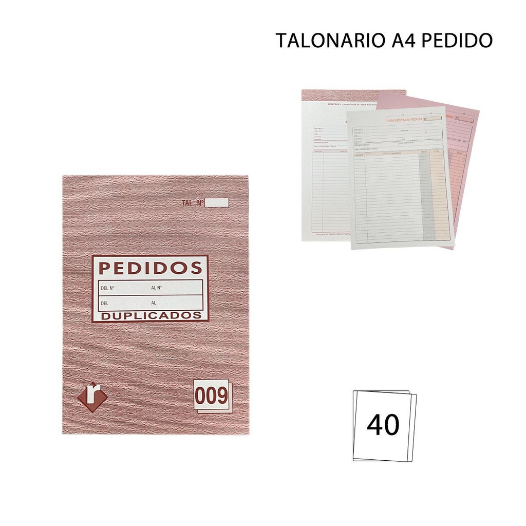 Talonario A4 pedido 20+20 hojas para registro de ventas